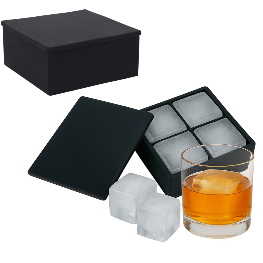 RECIPIENTE DE SILICÓN PARA 4 HIELOS CON TAPA F0574