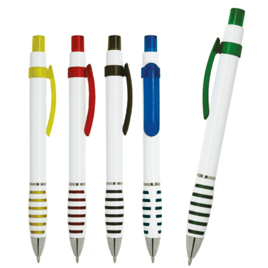 BOLÍGRAFO DE PLÁSTICO CON CLIP DE COLOR TRASLÚCIDO F0302