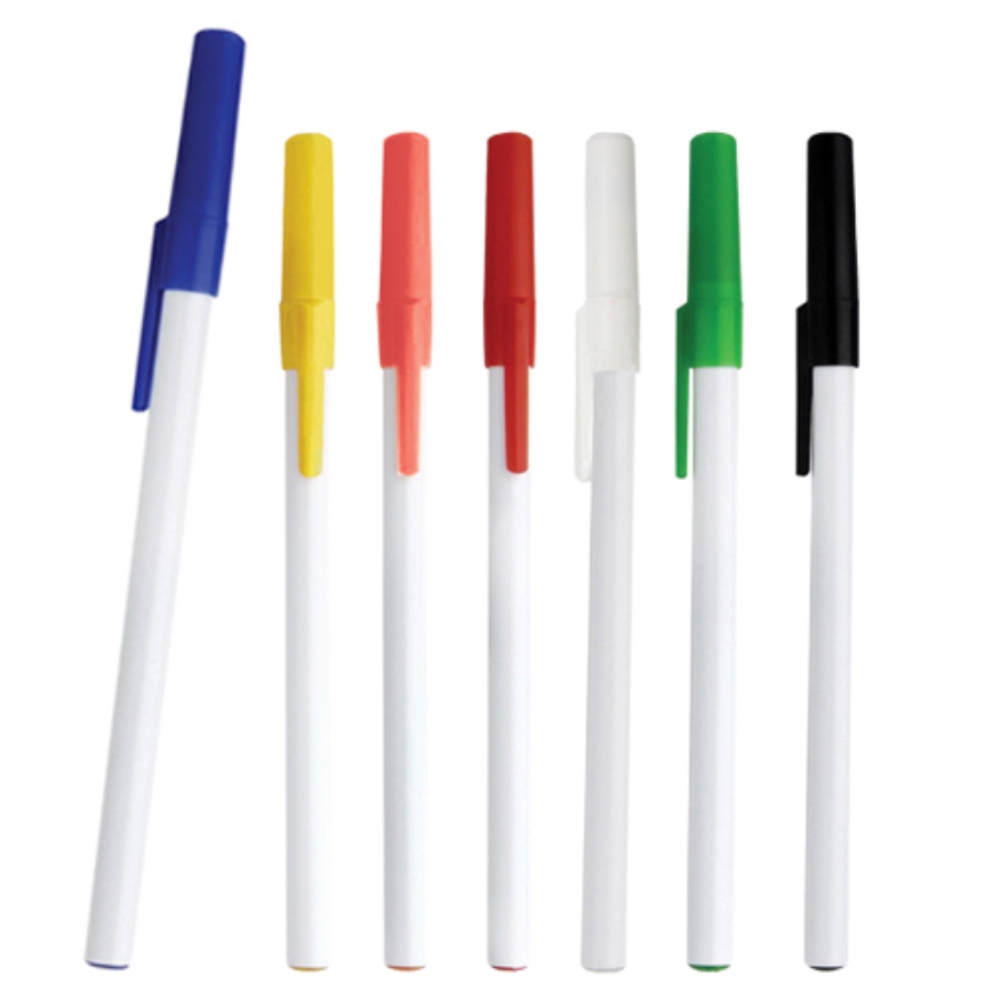 BOLÍGRAFO DE PLÁSTICO CON TAPA DE COLOR  F0311