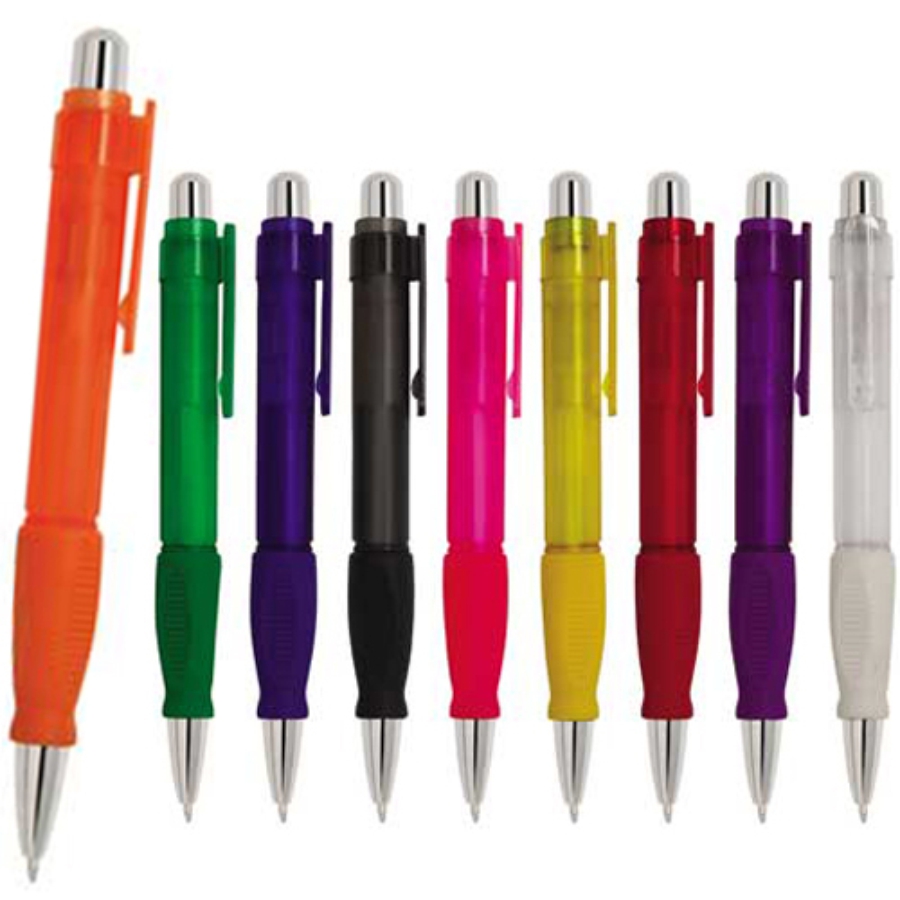 BOLÍGRAFO DE PLÁSTICO CON GRIP DE GOMA  F0312