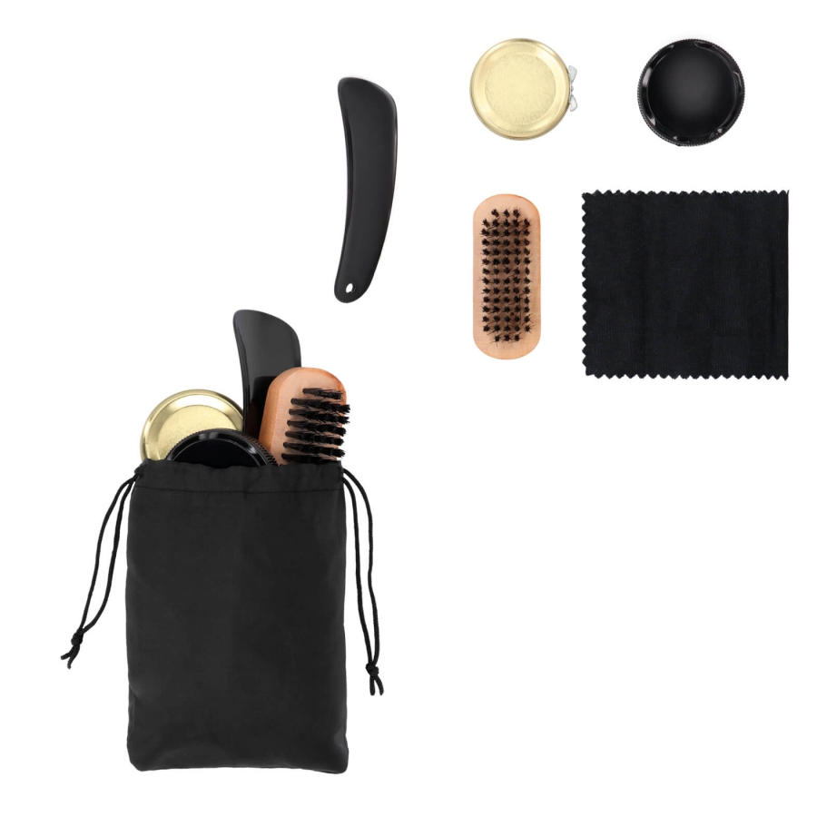 SET DE BOLEADO PARA CALZADO CON ESTUCHE DE POLIÉSTER Y CORREA AJUSTABLE  F0347