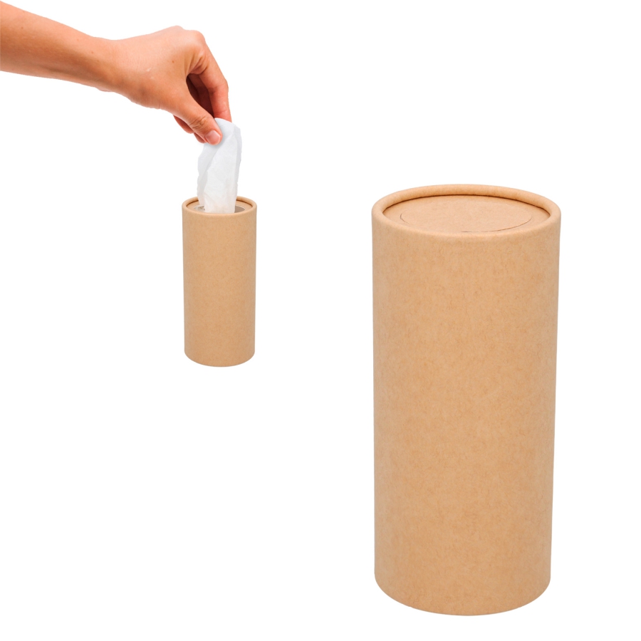 CAJA CON 60 PAÑUELOS DESECHABLES CON FORMA CILÍNDRICA F0398