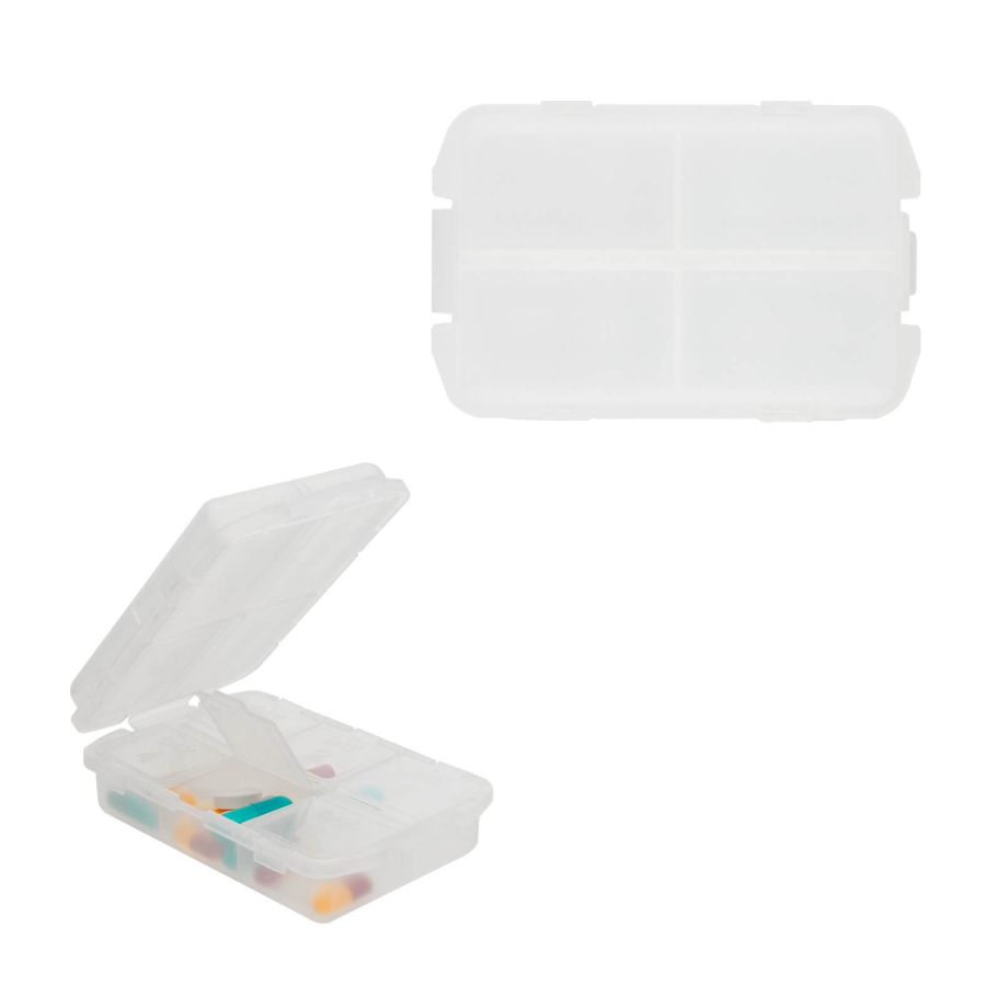 PASTILLERO DE PKÁSTICO CON BROCHE Y 10 COMPARTIMENTOS INTERNOS F0401