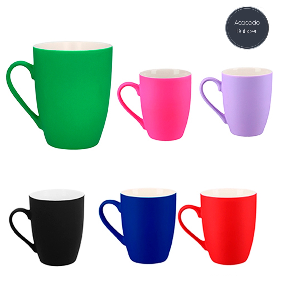 TAZA DE CERÁMICA CON ACABADO RUBBER. F0459