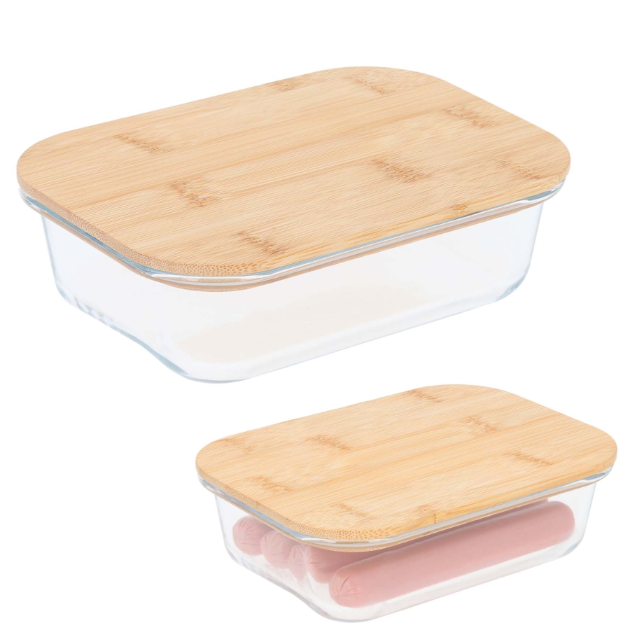 CONTENEDOR DE VIDRIO CON TAPA DE BAMBÚ F0549