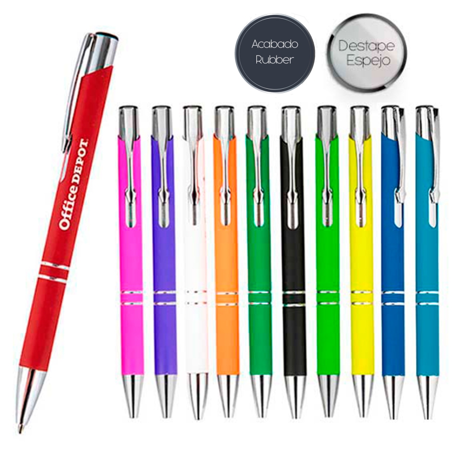 BOLÍGRAFO METÁLICO CON ACABADO RUBBER,CLIP Y MECANISMO DE CLICK F026